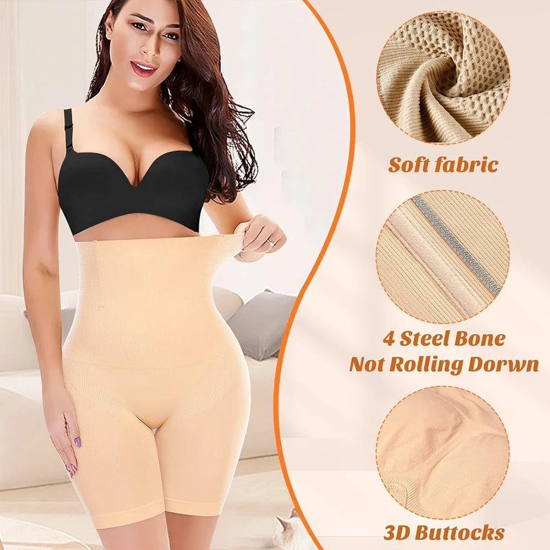 Womens Tummy Control Shapewear Shorts High Waisted Body Shaper Panties Slip Shorts Under Dresses Thigh Slimmer Waist Trainer